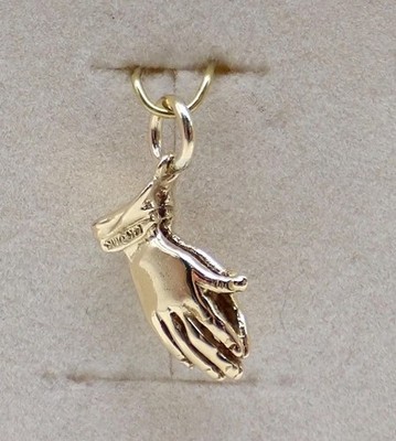 Massiver 14k Gold betende Hände Charm Anhänger 3d JMF