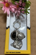 Penuts Snoopy Bling Pave Crystal Rhinestone Keychain Bag Charm New