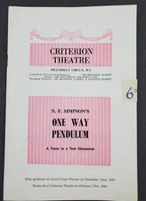 1960 London UK Criterion Theatre One Way Pendulum Vintage Program Playbill
