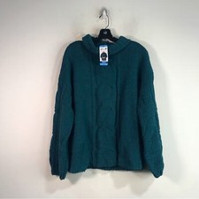 Seven7 Chenille Long Sleeve Roll Neck Sweater, Women's Size L - Deep Teal