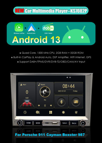 Android 13 Touchscreen Autoradio GPS Video DAB+ Für Porsche Cayman 987 2005-2008 - Bild 3 von 21