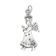 Sterling Silver Praying Angel with Wings Charm or Pendant