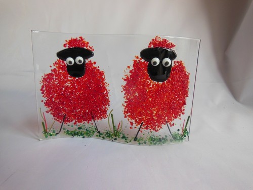 colourful naughty sheep in fused glass. They're freestanding, fun sun catchers - Picture 9 of 73
