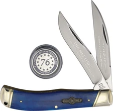 Rough Ryder Patriot Series Jumbo Trapper Blue Smooth Folding Knife Gift Set 2511