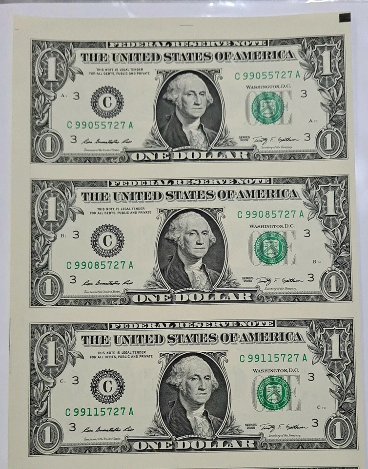 2009 USA $1 Uncut  4 in 1  (UNC)  1美元 4连体 No folder 如假包退 - Image 2 of 4