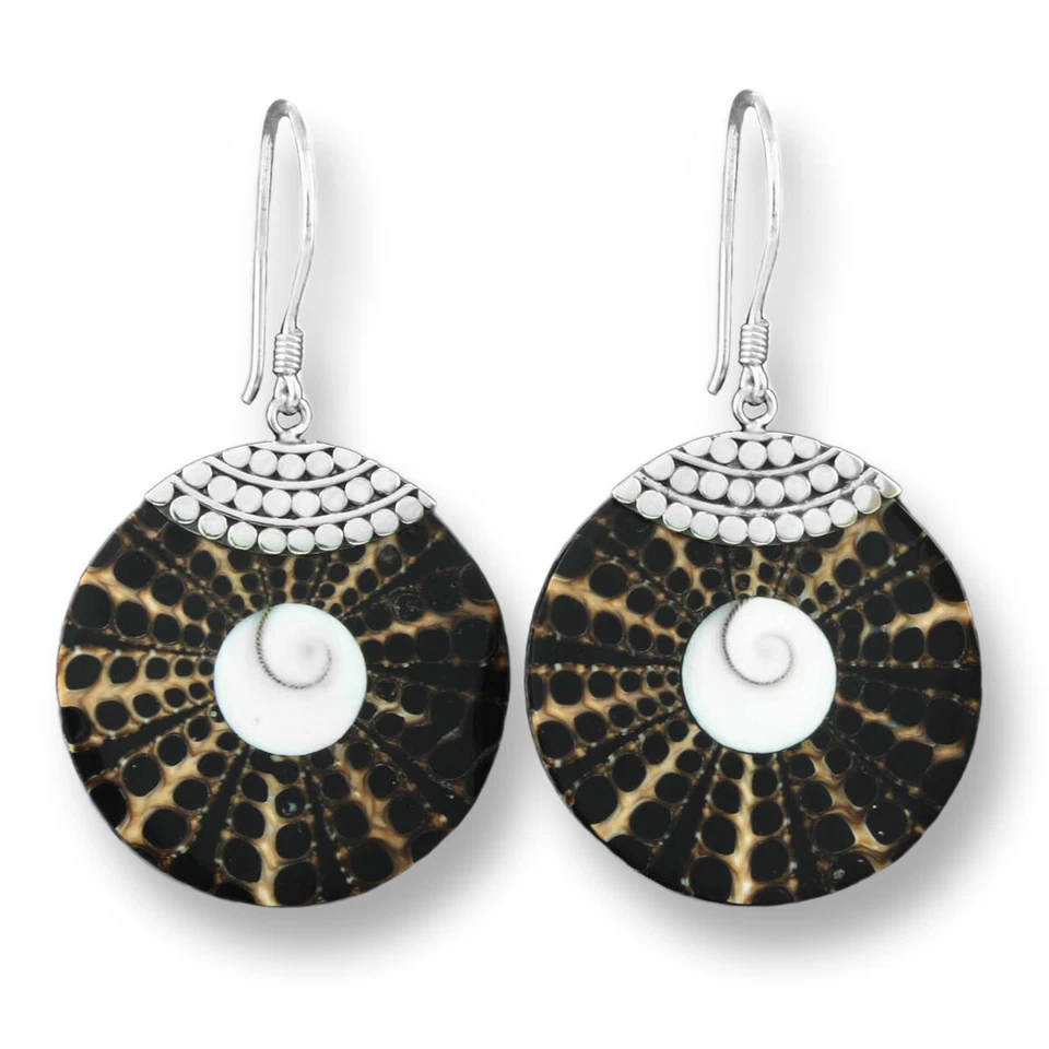 Handarbeit Muschel Ohrringe Hänger Echt 925er Silber Schmuck Ohrhänger SER043 - Bild 1 von 1