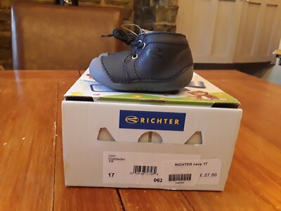 Toddler Unisex Richter ''Glattleder Ink'' Navy Shoes Size 17 Or 1 0-6mth 24/7
