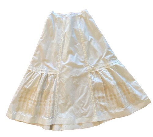 Antique Victorian Edwardian Cotton Petticoat Skirt Slip Embroidered Vintage - Picture 2 of 19