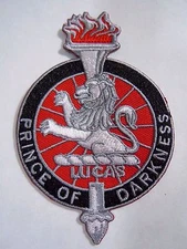 LUCAS-Prince of Darkness Iron On Automotive Car Patch 4" MG Triumph A-H Jaguar