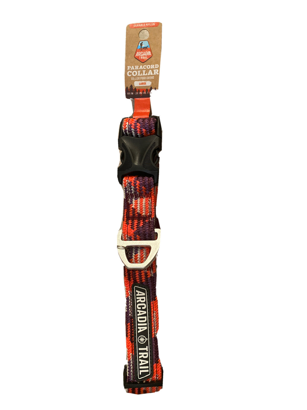 Arcadia Trail Paracord Dog Collar With Aluminum DRing CORAL LARGE 18