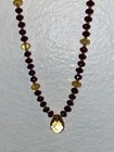 14K Yellow Gold Garnet Citrine Beaded Necklace Vintage Valentines Mothers Day — photo 7
