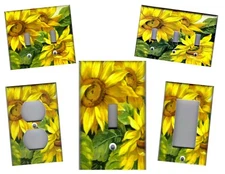 SUNFLOWERS WITH GREEN LEAVES KITCHEN HOME DECOR LIGHT SWITCH PLATES OR OUTLETS
