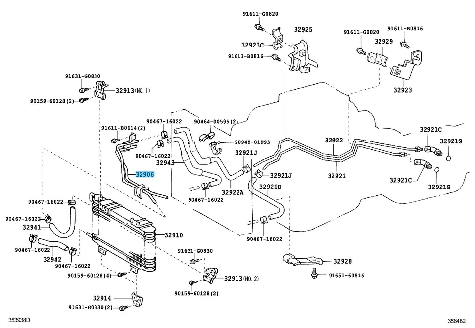 TOYOTA LAND CRUISER UZJ100 98-07 Genuine Oil Cooler Tube Sub Assy 32906-60150 - Image 4 of 4