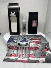 Oakley Eyeglass Cleaning Kit Lens Tactical Field Case Spray Bottle Cloth US FLAG