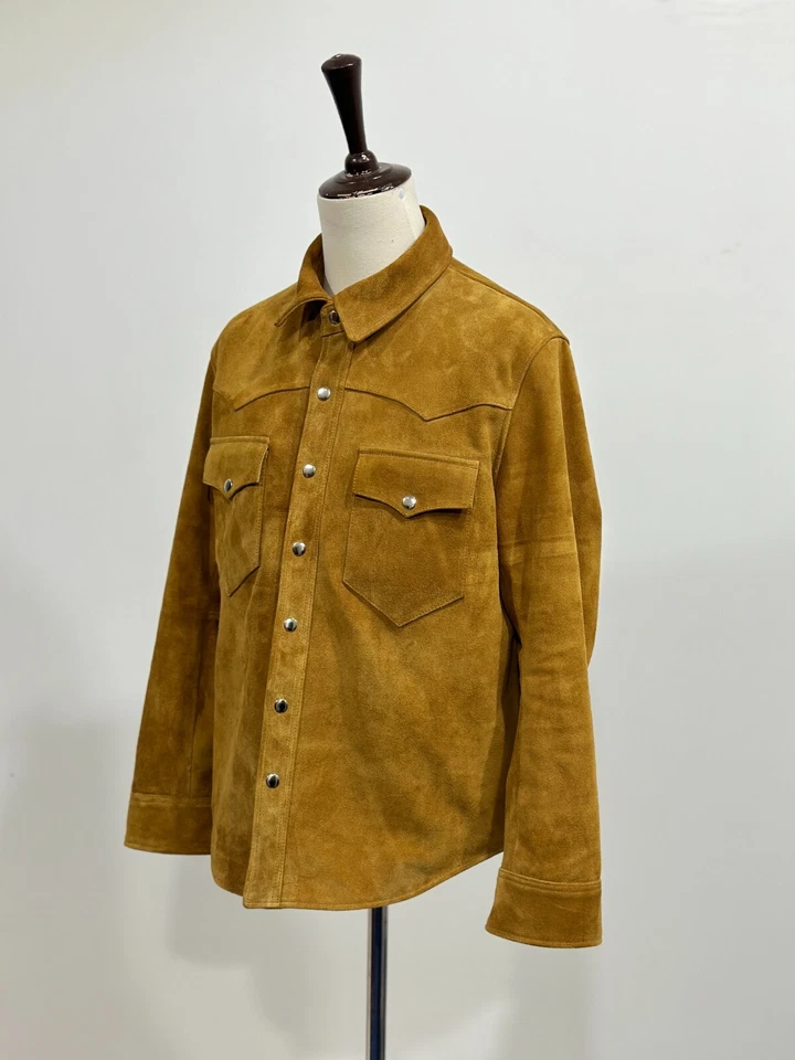 Men's 100% Real Suede Leather Trucker Jacket Premium Scully Shirt Western Wear - Image 2 of 4