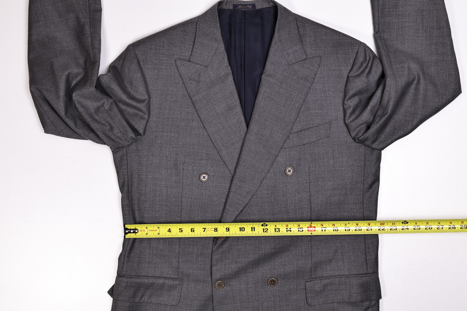 JAY KOS Solid Gray Wool Mens Blazer Double Breast… - image 11