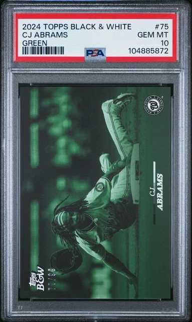 2024 Topps Black & White CJ ABRAMS Green #75-A PSA 10 Gem Mint Nationals