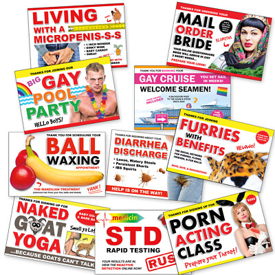 10 Prank Postcards Variety Pack so you can Play a Gag on your Friends Yourself!