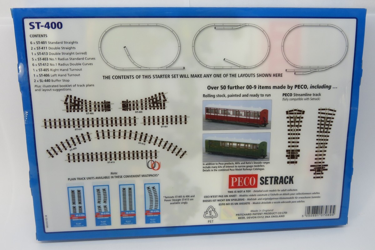 PECO ST-400 Starter Track Set - OO9 HOe Oval Of Track With Points
