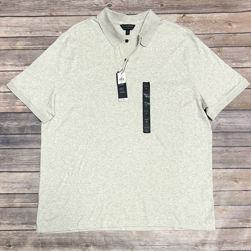 Banana Republic Factory Heather Oatmeal Short Sleeve Luxe Touch Performance Polo