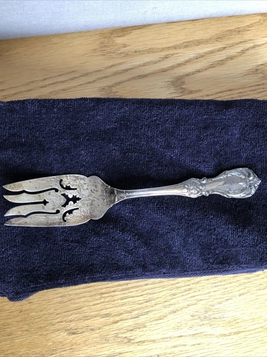 Rare - Reed & Barton Sterling Silver Cold Meat Serving Fork - “Burgundy” Pattern