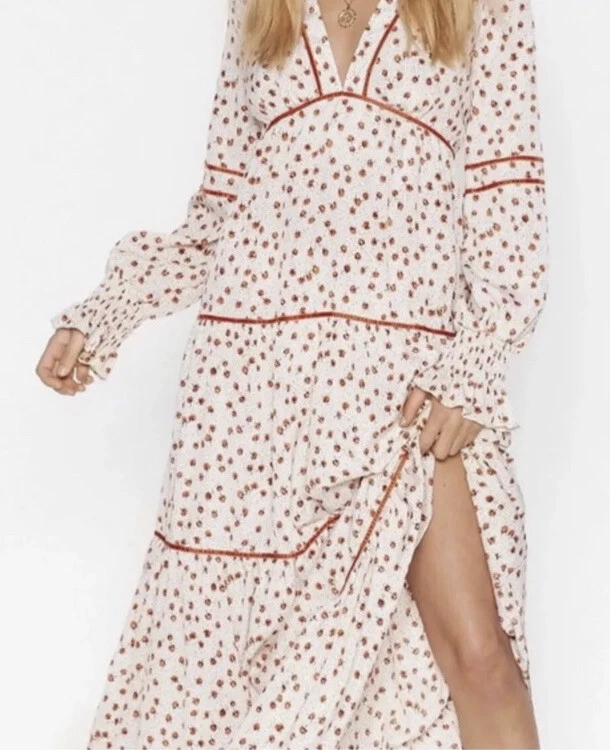 Nasty Gal растение вы видите макси платье, размер 10 Великобритании S/M глубокий v-образным вырезом цветочный - Изображение 2 из 4