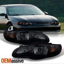 Fit 2000-2005 Monte Carlo Black Smoke Headlights Front Lamp Replacement L+R