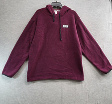 Victoria Secret PINK Women Sweatshirt Large Red Fleece Pullover Hoodie