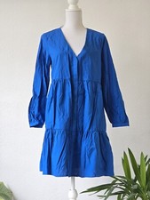 H&M Blue Cotton V-neck Dress Size 12