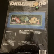 cross stitch Dimensions NO COUNT  EXOTIC TROPICAL FISH Longo  #3944 opened
