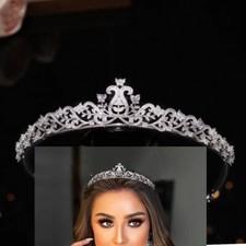 Simple Princess Cubic Zircon Bridal Tiaras Crowns Crystal Wedding Headpieces