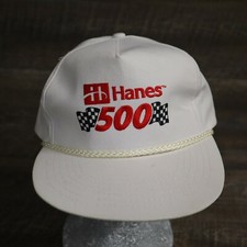 Vintage Hanes 500 NASCAR Racing White Rope Snapback Hat Cap Made in USA