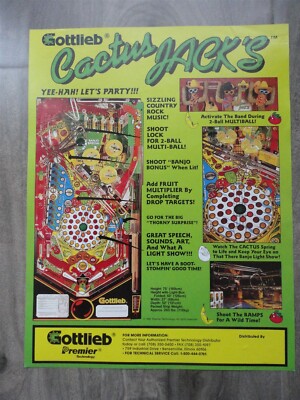 Cactus Jack Pinball Machine Flyer Gottlieb Original | eBay