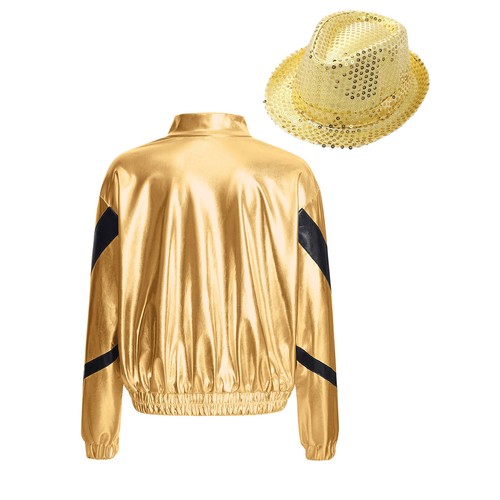 Kids Girls Coat Metallic Sweatshirt Windbreaker Top Shiny Jacket Fashion Party - Picture 18 of 37