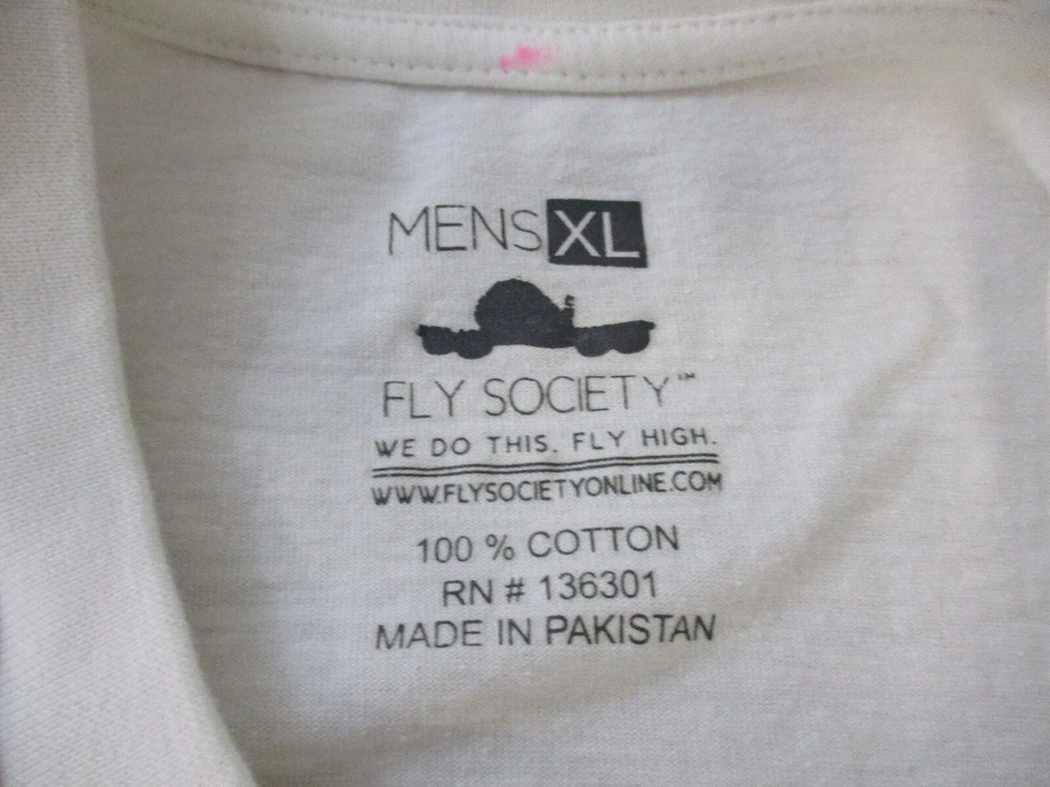 Camisa Fly Society Para Hombres XL Blanca Azul Nubes Deletrear Rap Hip Hop Estampado Completo Foto 2 de 4