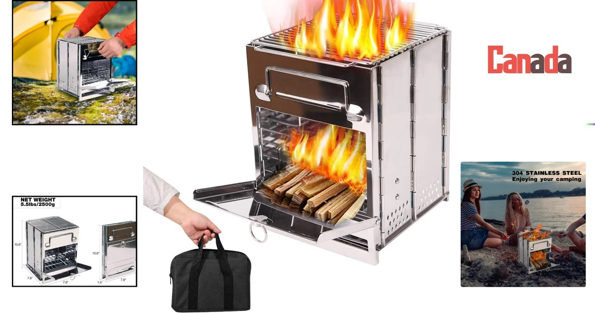 Compact Durable Backpacking Stove - Wood Burning - Stainless Steel - Grill  | eBay