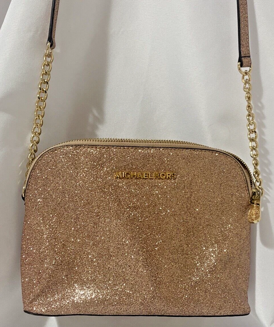 Michael Kors Rose gold crocodile purse adjustable strap, Luxury, Bags &  Wallets on Carousell