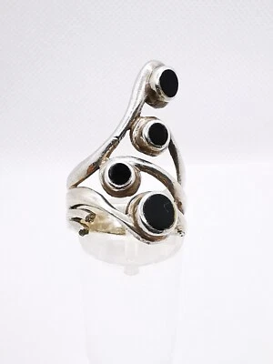 Art Deco Designer Damen Ring  Onyx Edelstein 925 Silber Sterlingsilber - Bild 1 von 4