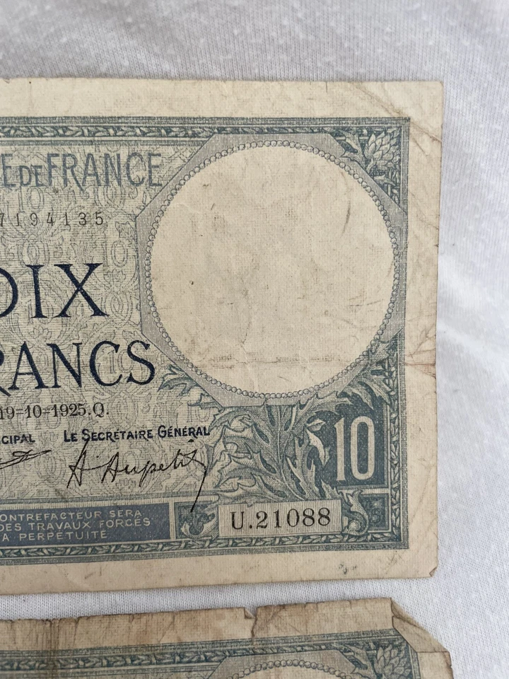 Bank of France 1925 & 1924 - 10 Francs X2 - Image 4 of 4