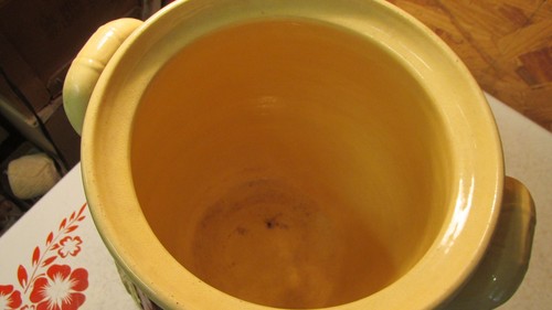 Jarrón antiguo de cerámica católica amarillo - Imagen 3 de 4