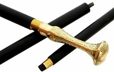 Handmade Brass Long Head Handle Style Vintage Walking Stick Wooden Shaft Cane