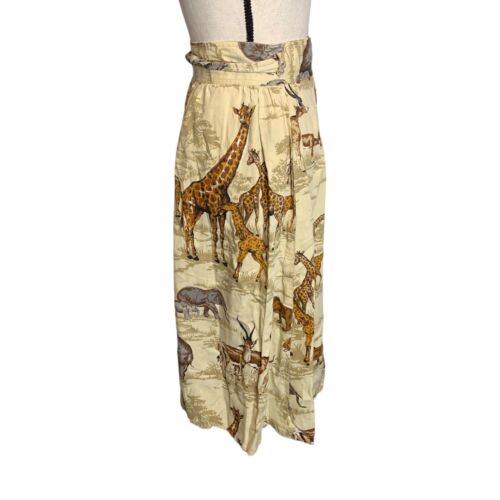 Susan Bee Wrap Skirt Womens Medium African Animals Safari Midi Vintage 80's - Picture 3 of 9