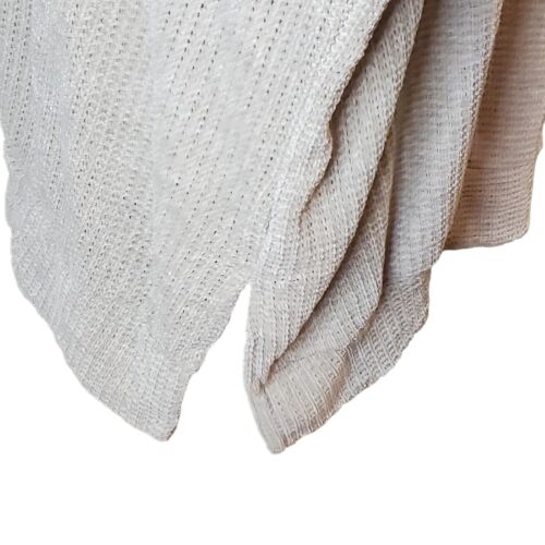 Taupe Cream Gray Chenille Knit Cozy Slouchy Oversized Sweater Baggy Neutral L/XL - Picture 5 of 9