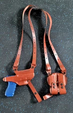 Leather Horizontal Shoulder Miami Vice Holster for Glock 21 w/ MOS Red Dot