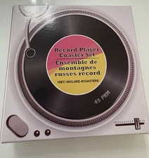 Record Player Coaster Set* includes 4 coasters*can be personalized * great gift!