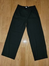Vince V963722291 Linen Blend High-Waist Wide-Leg Pull-On Pants Black Size L
