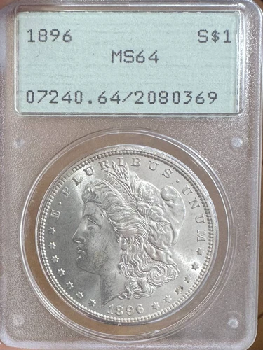 1896 Morgan Silver Dollar PCGS MS-64 Old Green Holder