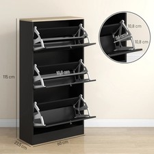 Modern Shoe Storage Cabinet With 3Flip Drawers , Adjustable Shelves,12-18 Pairs
