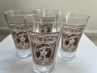 Vintage Coca Cola Flair Glass Set of 4 16 oz 5" tall