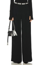 Cinq a Sept Rhinestone Chain Genna Black Crepe Wide Leg Pant Size 2